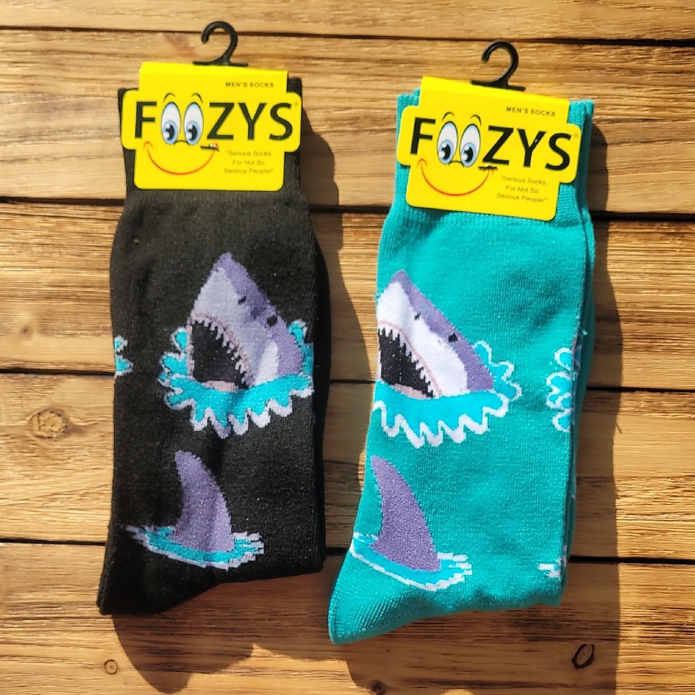 NWT Foozys Men's Shark Socks Set - Black and Teal